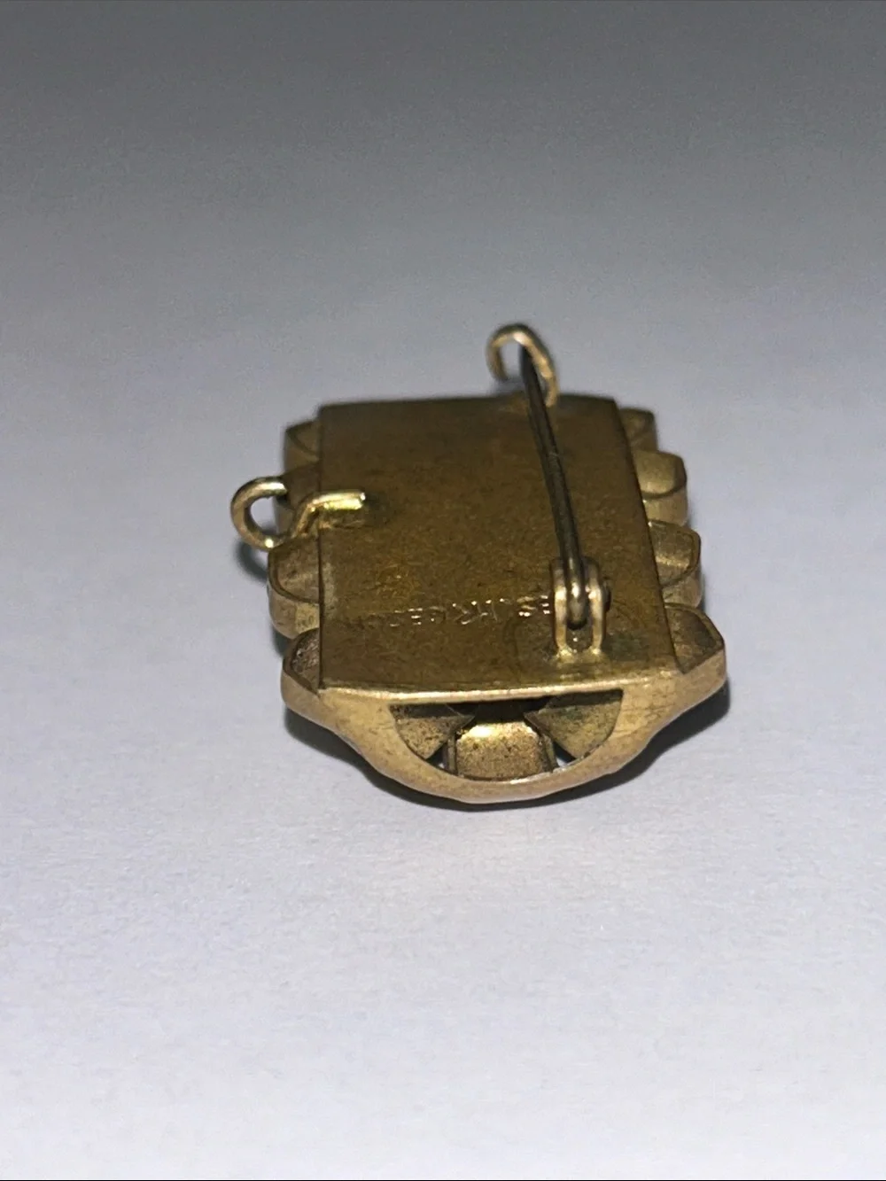 Watch Fob - Vintage German Enamel Brass  Brooch Pin